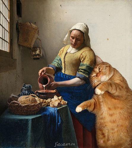 vermeer-the-milkmaid-cat
